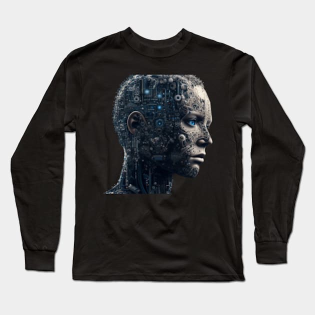 Half Human Half Robot I Your Worst Enemy Sticker Long Sleeve T-Shirt by MoGaballah